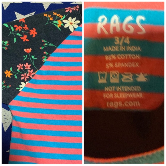 3/4 Rags to Raches floral tee LOT - Picture 3 of 3